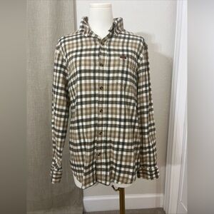 Men’s‎ Eclectic Grandpa Lands End Flannel Size Medium Brown/white/green Plaid
